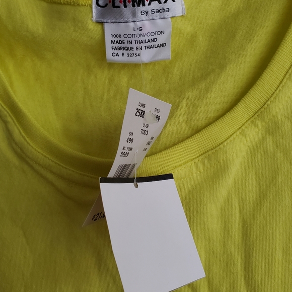 Chartreuse Sleeveless Cotton Tee Size L NWT - Picture 2 of 4